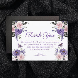 Tarjeta De Agradecimiento boda de halloween rosa púrpura gótico floral