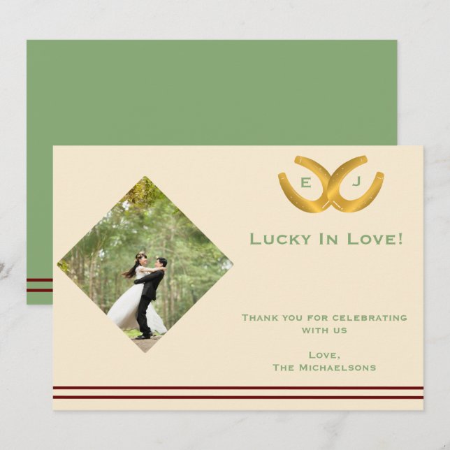 Tarjeta De Agradecimiento Boda de herradura occidental (Anverso / Reverso)