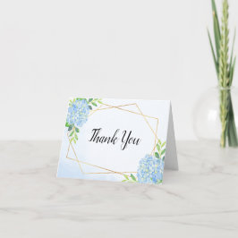 Tarjeta De Agradecimiento Boda de hidrangea azul geométrico moderno