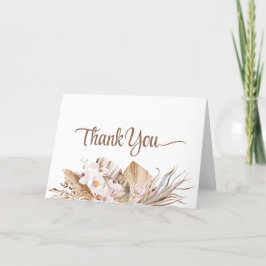Tarjeta De Agradecimiento Boda de hierba de Pampas boho con orquídea blanca