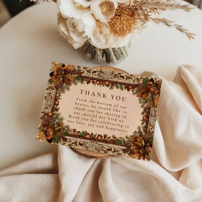 Tarjeta De Agradecimiento Boda de Hoja de Roble de Otoño (Subido por el creador)