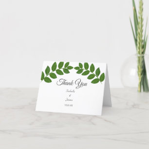 Tarjeta De Agradecimiento Boda de Hojas de Laurel Verdes
