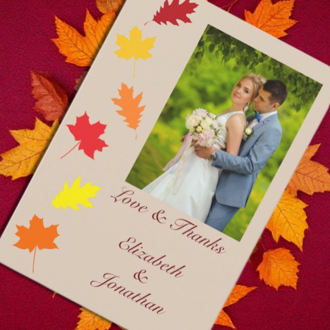 Tarjeta De Agradecimiento Boda de hojas de otoño (Subido por el creador)