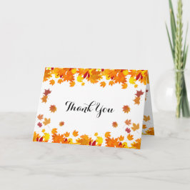Tarjeta De Agradecimiento Boda de hojas de otoño rústicas