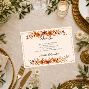 Tarjeta De Agradecimiento Boda de hojas de otoño rústico