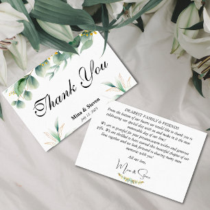 Tarjeta De Agradecimiento Boda de hojas florales de eucalipto natural verde