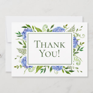 Tarjeta De Agradecimiento Boda de Hortensias Azules 