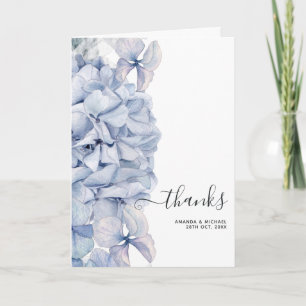 Tarjeta De Agradecimiento Boda de Hortensias Azules