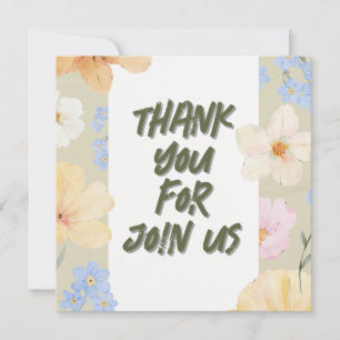 Tarjeta De Agradecimiento Boda de Ilustracion floral acuarela