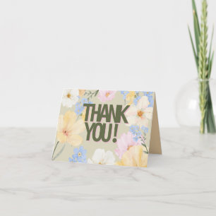 Tarjeta De Agradecimiento Boda de Ilustracion floral acuarela