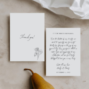 Tarjeta De Agradecimiento Boda de Ilustración Minimalista Caprichosa Dibujad