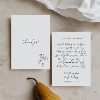 Tarjeta De Agradecimiento Boda de Ilustración Minimalista Caprichosa Dibujad