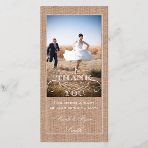 Tarjeta De Agradecimiento Boda de impresión de Burlap Rústico Gracias Cartas