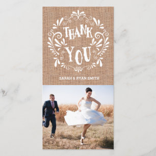 Tarjeta De Agradecimiento Boda de impresión de Burlap Rústico Gracias Cartas