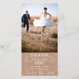 Tarjeta De Agradecimiento Boda de impresión de Burlap Rústico Gracias Cartas