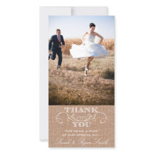 Boda de impresión de Burlap Rústico Gracias Cartas