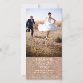 Tarjeta De Agradecimiento Boda de impresión de Burlap Rústico Gracias Cartas