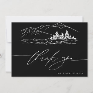 Tarjeta De Agradecimiento Boda de invierno Bosque de pinos rústico montaña