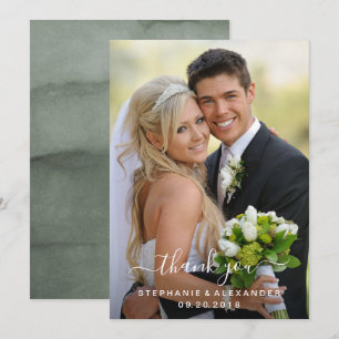 Tarjeta De Agradecimiento Boda de invierno con abetos al acuarela