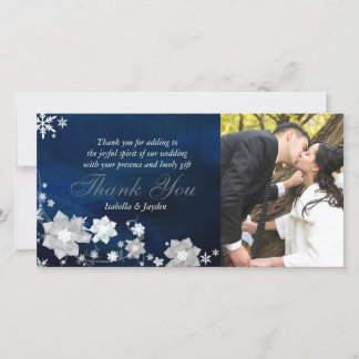 Tarjeta De Agradecimiento Boda de invierno con flores escarpada gracias tarj
