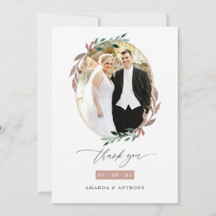 Tarjeta De Agradecimiento Boda de invierno con vegetación rústica Foto