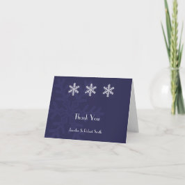 Tarjeta De Agradecimiento Boda de Invierno Copo de Nieve Azul Mariner Gracia