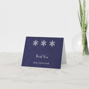 Tarjeta De Agradecimiento Boda de Invierno Copo de Nieve Azul Mariner Gracia