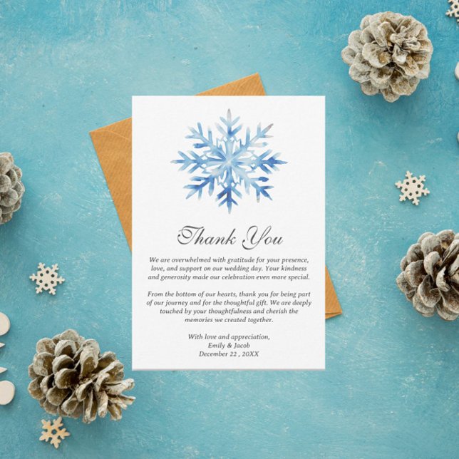 Tarjeta De Agradecimiento Boda De Invierno De Helado Azul De Nieve (Subido por el creador)