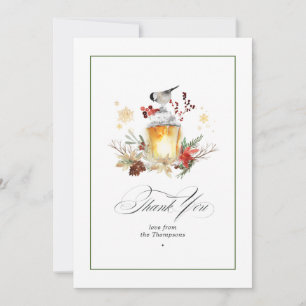 Tarjeta De Agradecimiento Boda de invierno de pino perenne y acebo