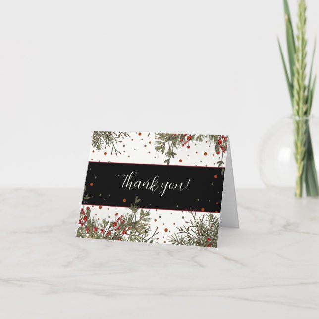 Tarjeta De Agradecimiento Boda de Invierno Elegante Bonito Moderna Inespirit (Anverso)