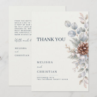 Tarjeta De Agradecimiento Boda de invierno en tonos azul grisáceo | Gracias