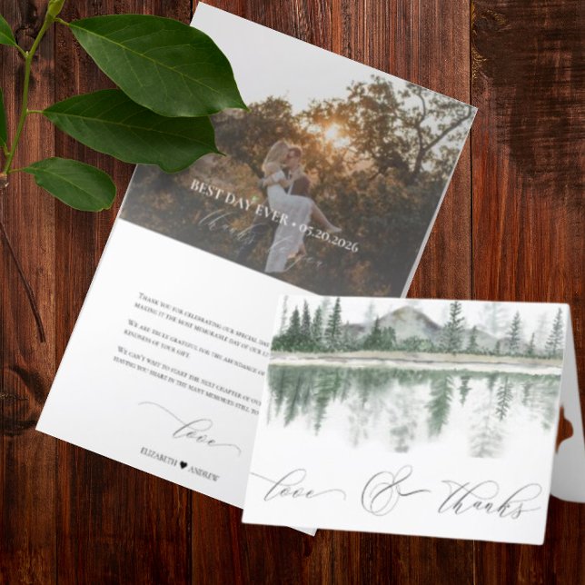 Tarjeta De Agradecimiento Boda de invierno | Montañas Rústicas (Subido por el creador)