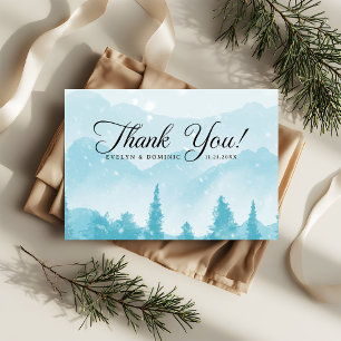 Tarjeta De Agradecimiento Boda de Invierno Rústica de la Selva Pina