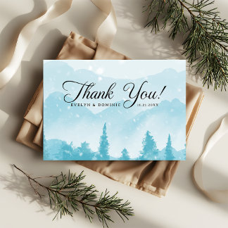 Tarjeta De Agradecimiento Boda de Invierno Rústica de la Selva Pina