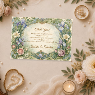 Tarjeta De Agradecimiento Boda de Iris Art Nouveau Etéreo