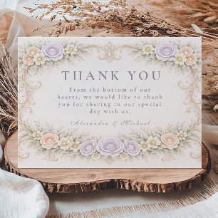 Tarjeta De Agradecimiento Boda de Jardín Barroco con Toque de Lavanda