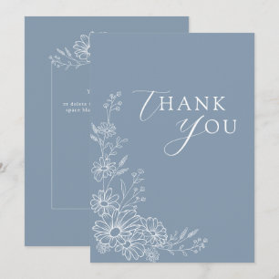 Tarjeta De Agradecimiento Boda de jardín botánico de margaritas azul polvori