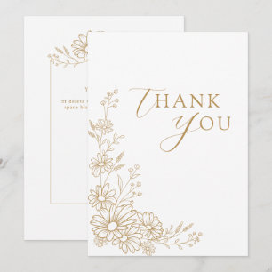 Tarjeta De Agradecimiento Boda de jardín botánico de margaritas doradas y bl