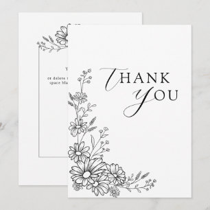 Tarjeta De Agradecimiento Boda de Jardín Botánico de Margaritas en Blanco y 
