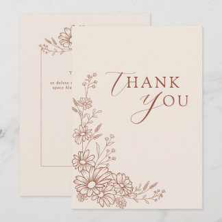Tarjeta De Agradecimiento Boda de Jardín Botánico de Terracota con Daisies