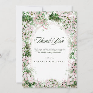 Tarjeta De Agradecimiento Boda de Jardín con Arco Floral Rosa Romántico