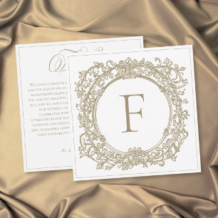 Tarjeta De Agradecimiento Boda de Jardín con Cresta Dorada Elegante Vintage