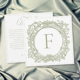 Tarjeta De Agradecimiento Boda de Jardín con Cresta Verde Elegante Vintage