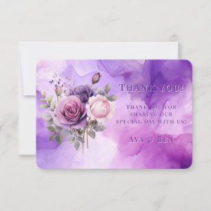 Tarjeta De Agradecimiento Boda de jardín de alcohol rosa morado rosa rosa