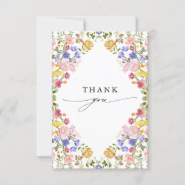 Tarjeta De Agradecimiento Boda de jardín de flores silvestres de primavera c