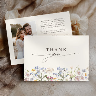 Tarjeta De Agradecimiento Boda de jardín de flores silvestres de primavera c