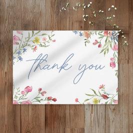 Tarjeta De Agradecimiento Boda de Jardín de Flores Silvestres Románticas de