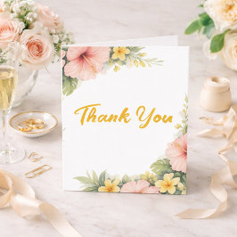 Tarjeta De Agradecimiento Boda de Jardín de Hibisco Rosado