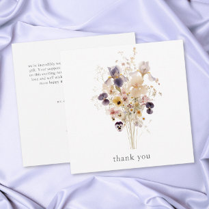 Tarjeta De Agradecimiento Boda de jardín elegante con acuarela de iris púrpu
