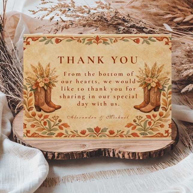 Tarjeta De Agradecimiento Boda de jardín occidental boho (Subido por el creador)